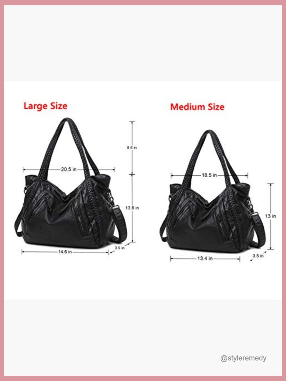 Slouchy Vegan Leather Hobo Bag - Oversized Shoulder Purse with Braided Handle - Picture 5 of 6